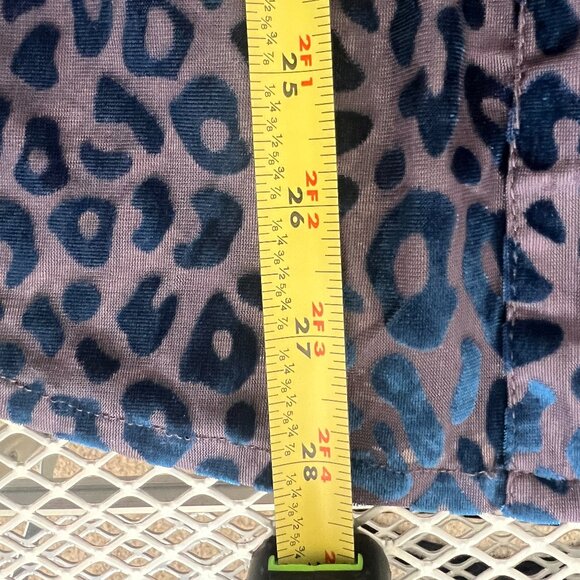 Umgee Sz 2X Blue Leopard Print Sheer Burnout Crushed Velvet Button Up Blouse - Picture 10 of 11